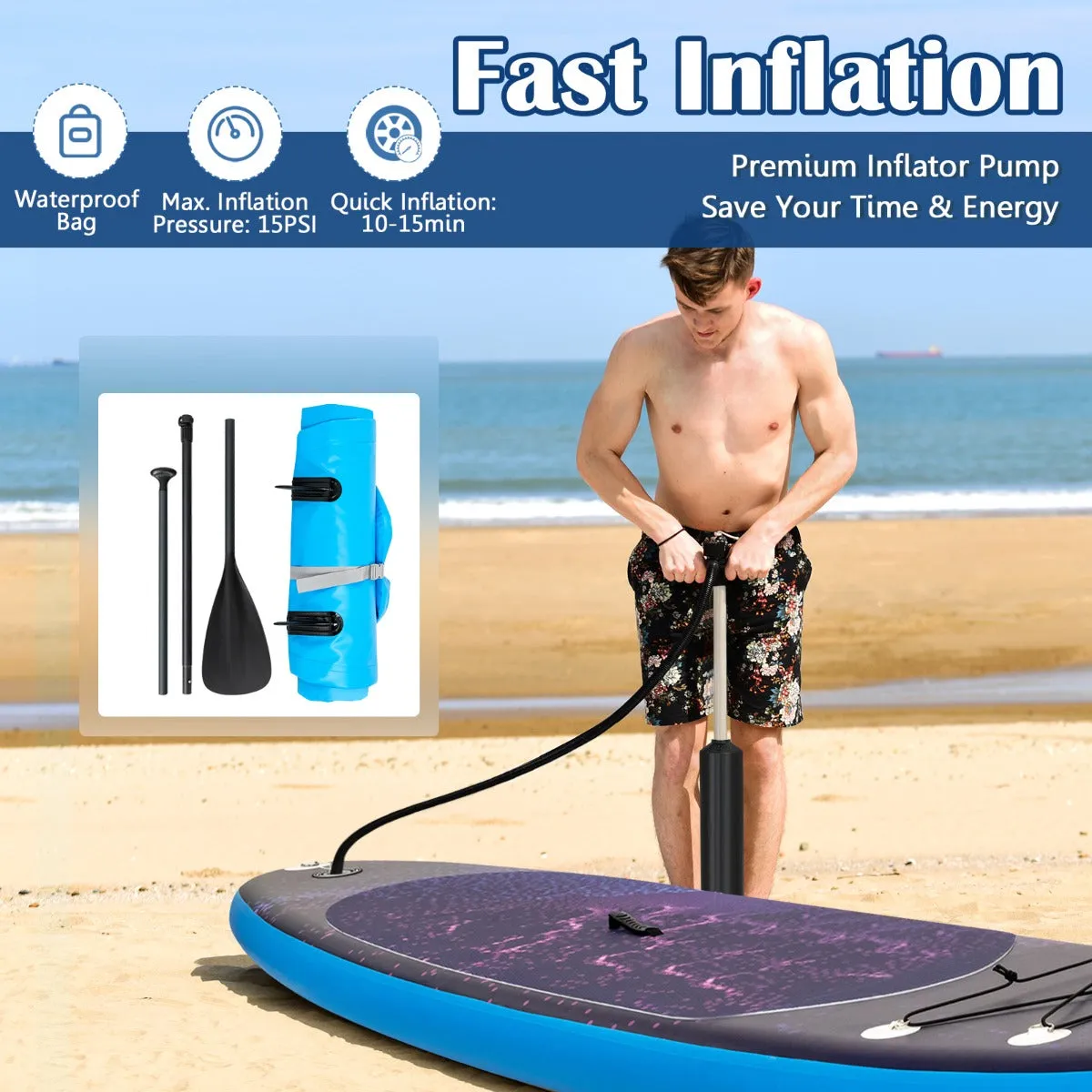 10.5 FT Adjustable Inflatable Stand Up Paddle Board-L