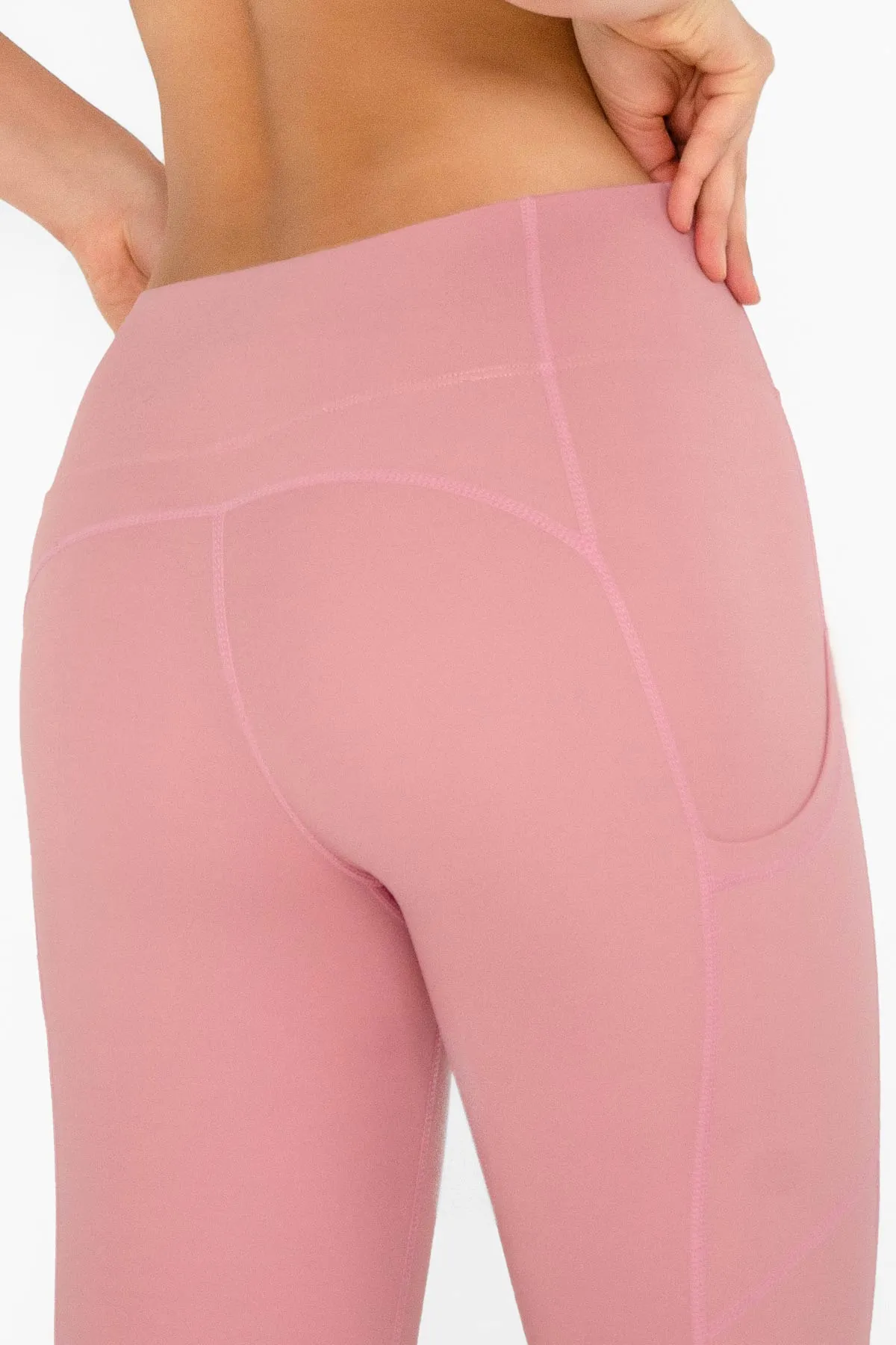 4 for $54 - Dusty Pink Cassi Side Pockets Workout Leggings Yoga Pants - Women