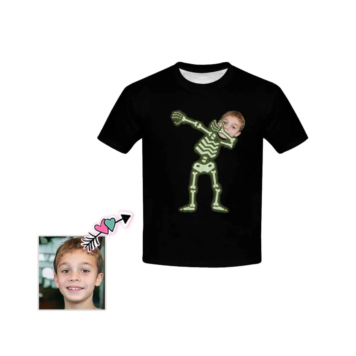 #6-15Y Custom Face Skeleton Kid's All Over Print T-shirt