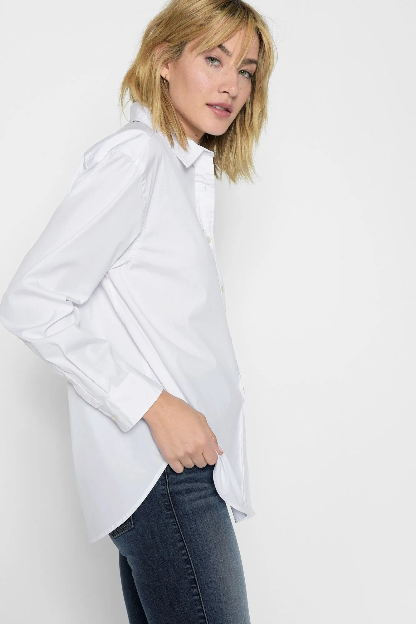 7 For All Mankind - High Low Tie Shirt in Soft White