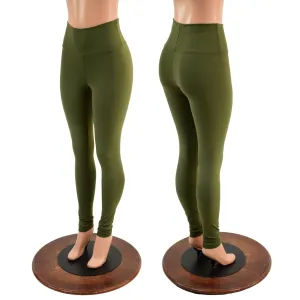 Army Green Soft Knit High Waist Leggings READY to SHIP