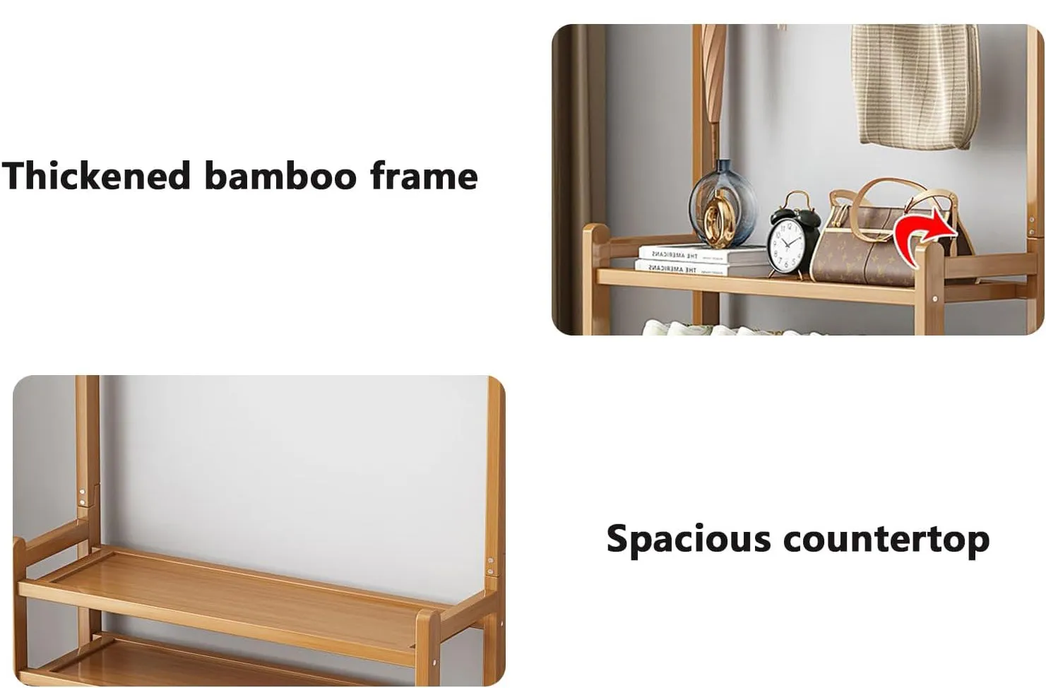 Bamboo Coat Rack with 5-Tier Shoe Storage