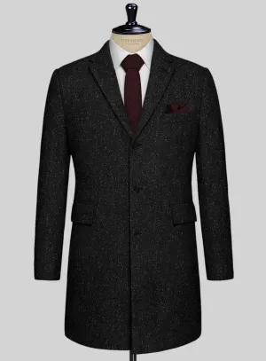 Black Flecks Donegal Tweed Overcoat