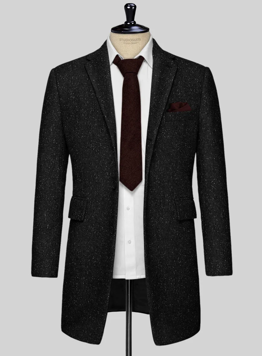 Black Flecks Donegal Tweed Overcoat