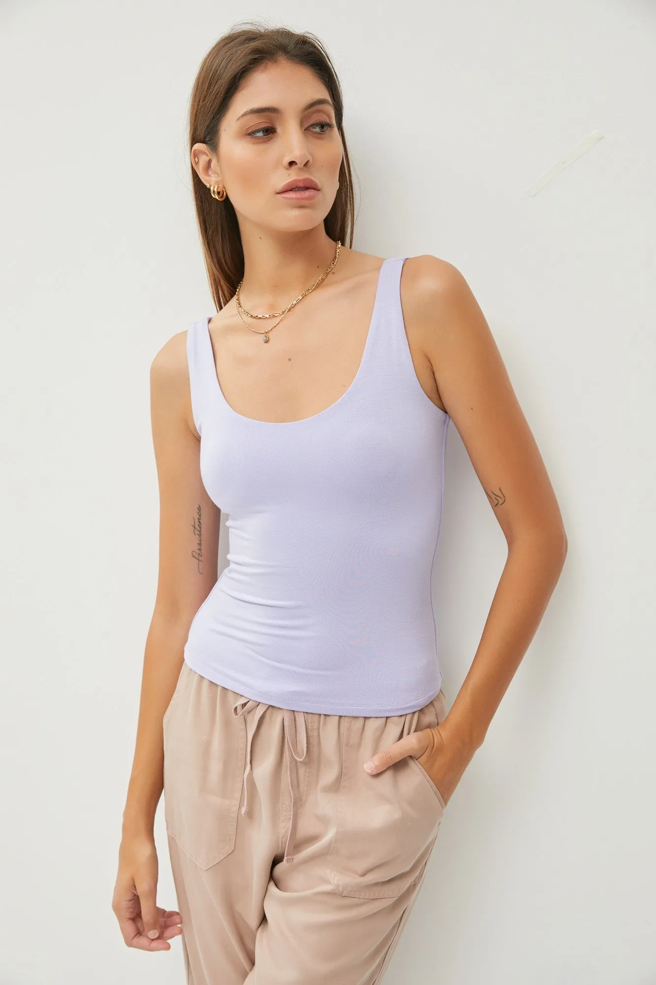 Blueberry Basic Scoop Neck Tank