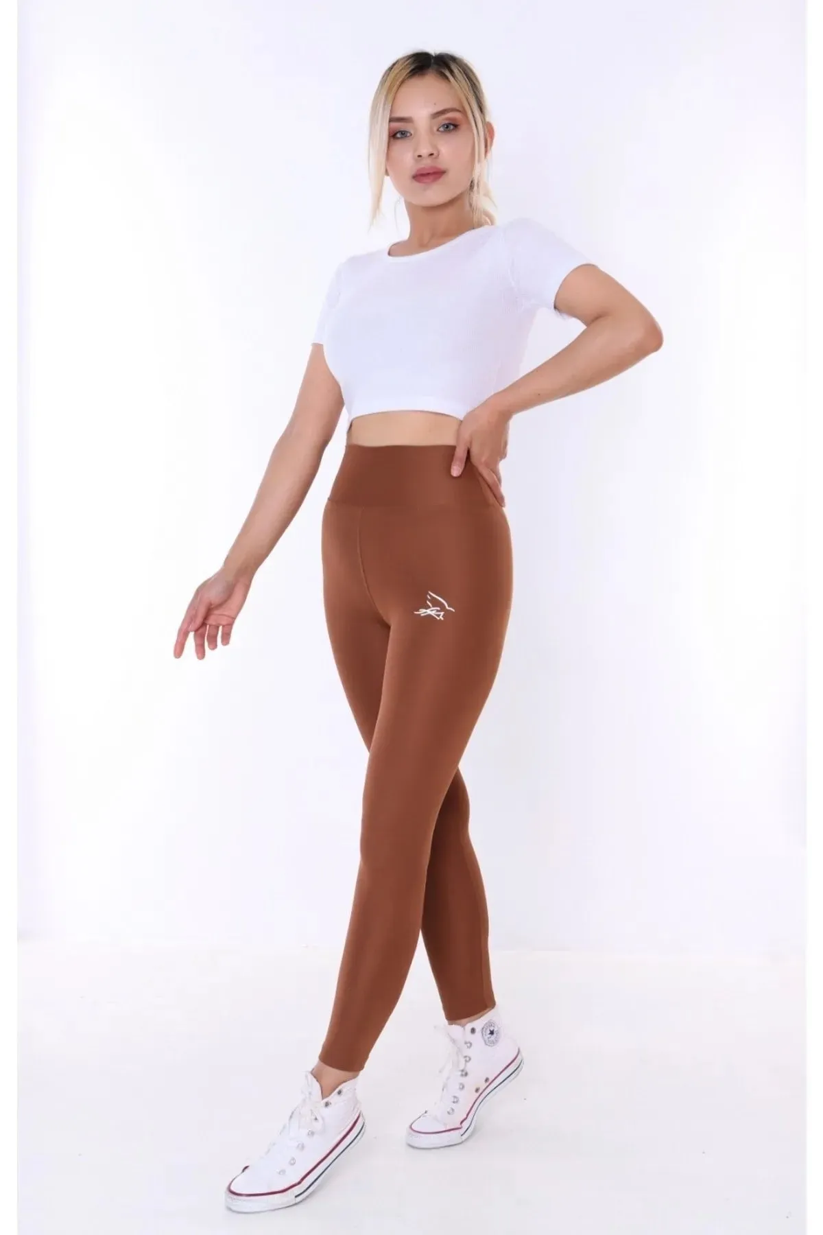 Buzzard Women's High Waist Bitter Brown Long Tights Leggings