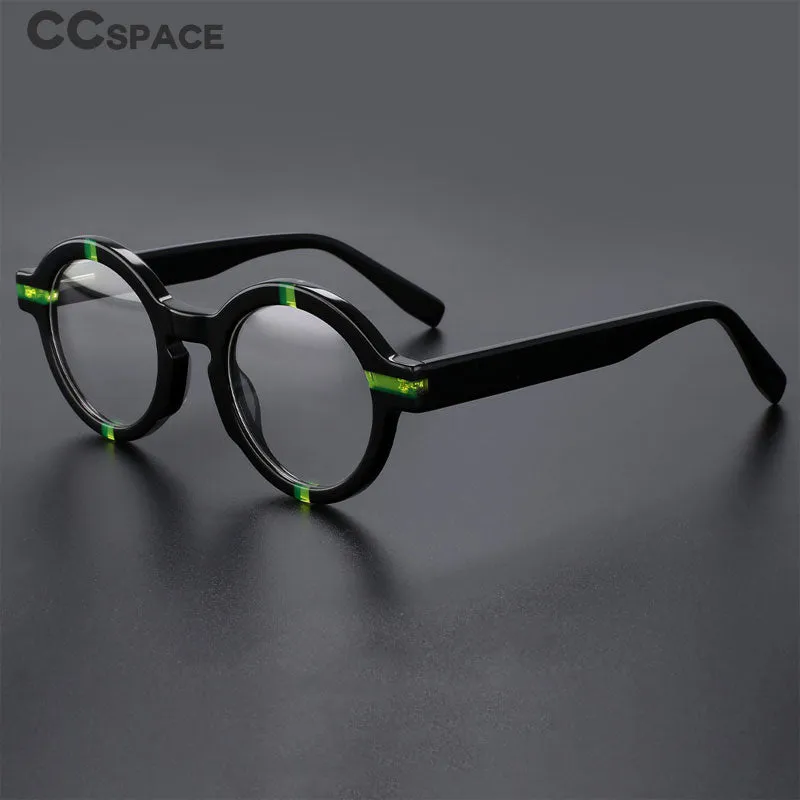 CCspace Unisex Full Rim Round Acetate Eyeglasses 56500