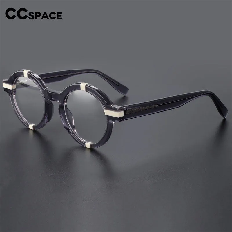 CCspace Unisex Full Rim Round Acetate Eyeglasses 56500