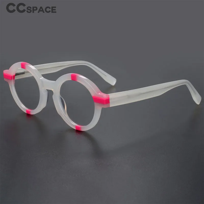 CCspace Unisex Full Rim Round Acetate Eyeglasses 56500