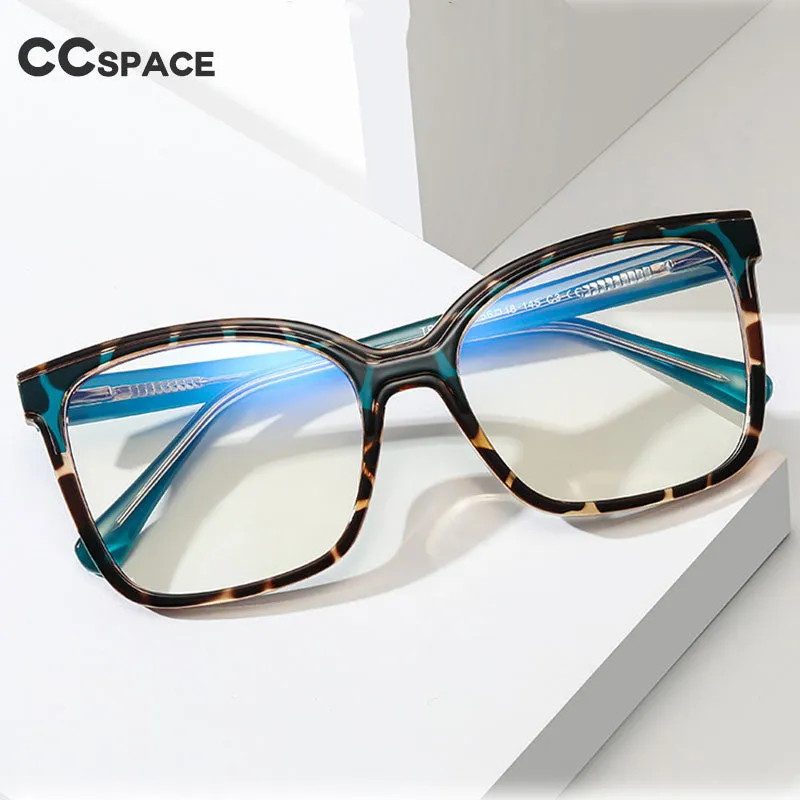 CCspace Women's Full Rim Large Square Tr 90 Alloy Eyeglasses 55388