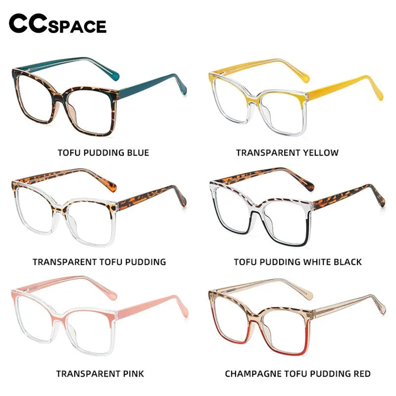 CCspace Women's Full Rim Large Square Tr 90 Alloy Eyeglasses 55388