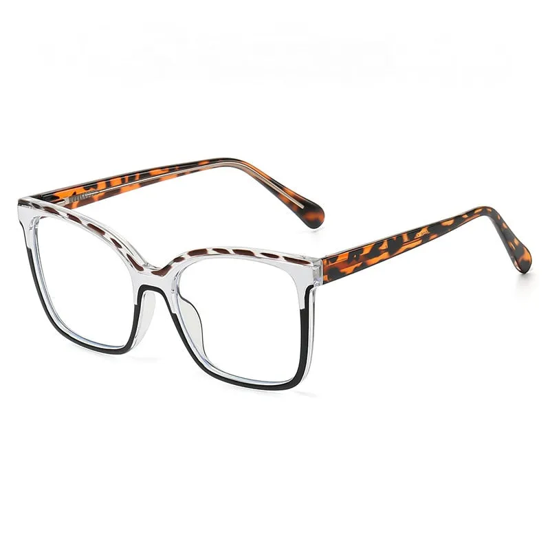 CCspace Women's Full Rim Large Square Tr 90 Alloy Eyeglasses 55388