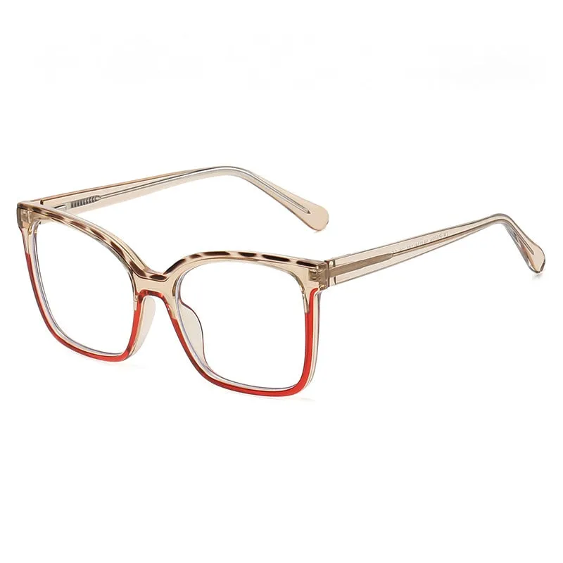 CCspace Women's Full Rim Large Square Tr 90 Alloy Eyeglasses 55388