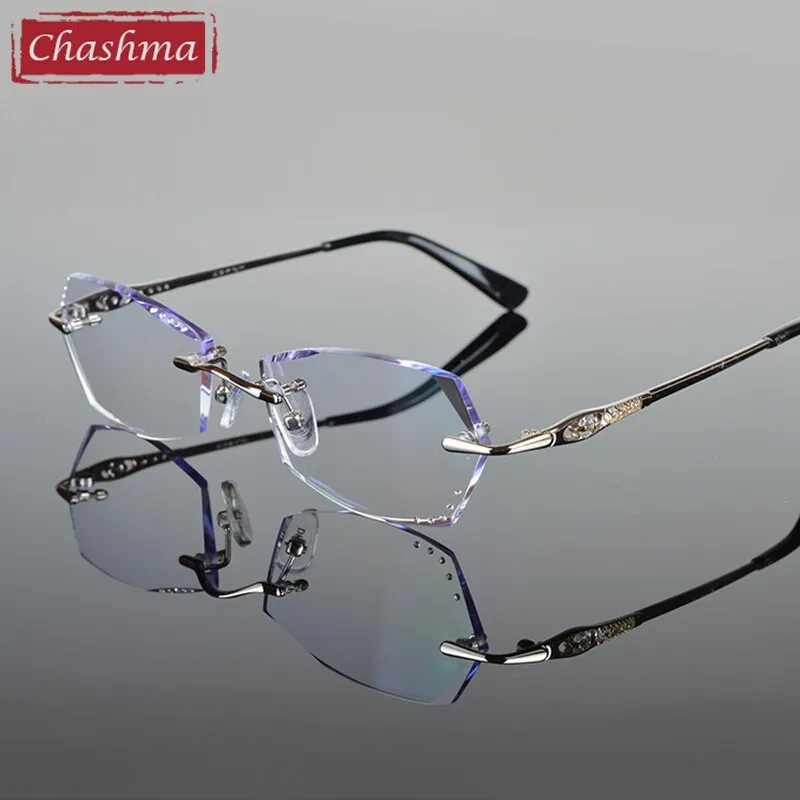 Chashma Women's Rimless Oval Polygon Titanium Eyeglasses 6011