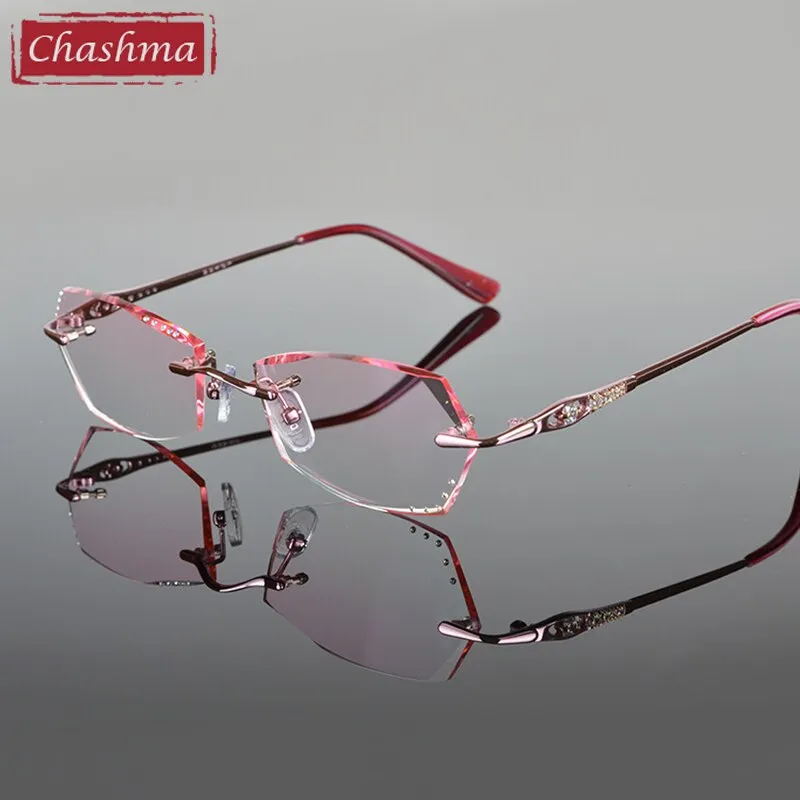 Chashma Women's Rimless Oval Polygon Titanium Eyeglasses 6011