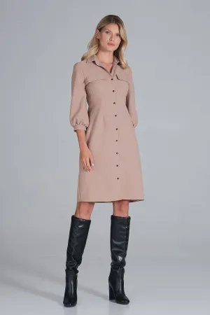 Chic Midi Shirt Dress with Convenient Pockets