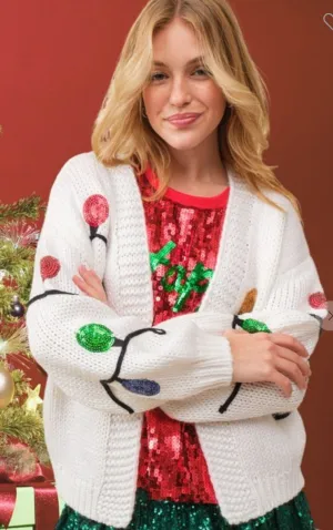 Christmas Sequin Light Cardigan