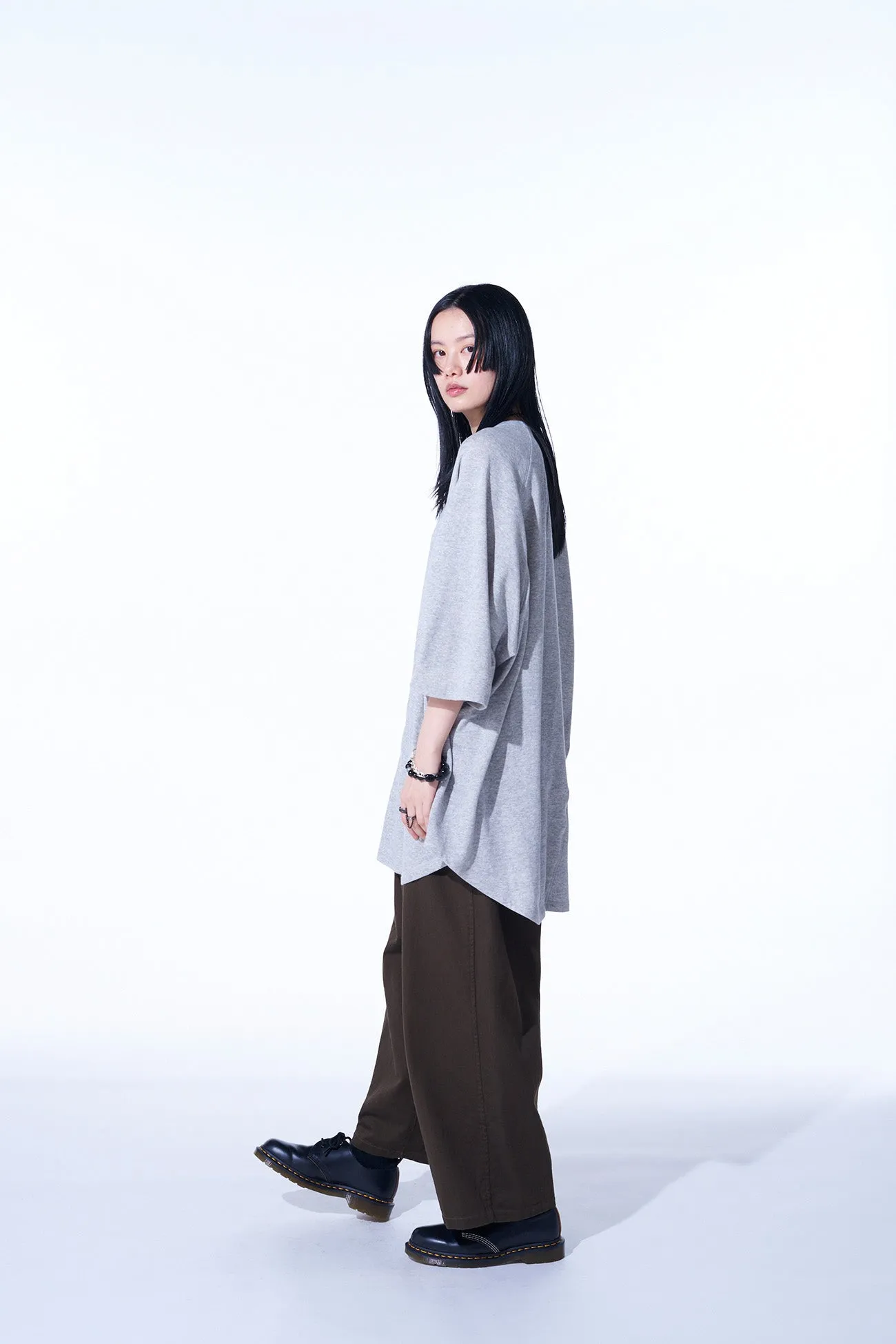 COTTON DRILL DRAWSTRING WIDE PANTS