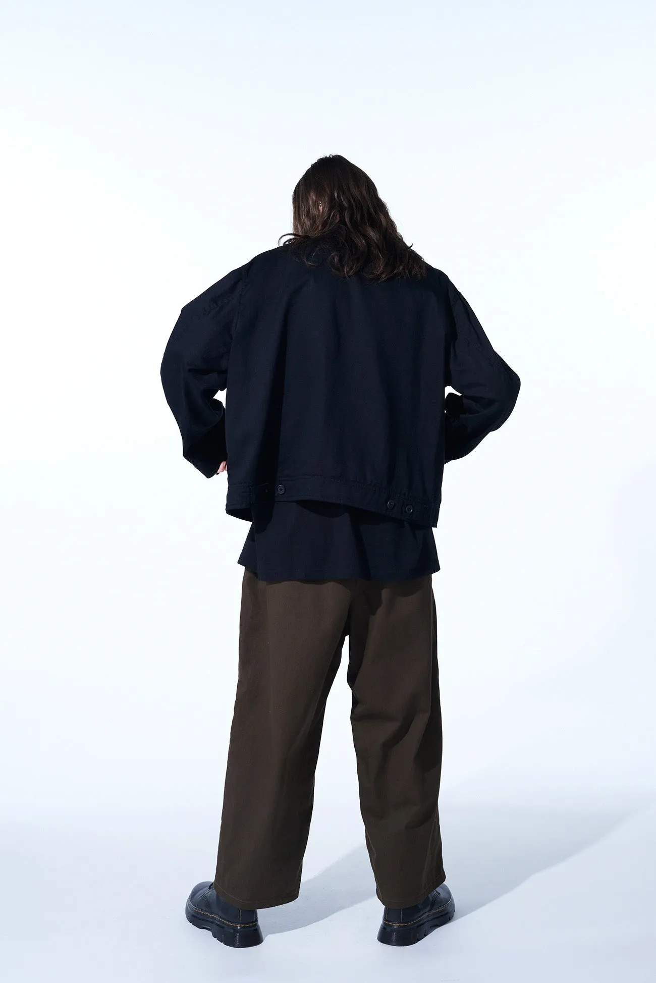 COTTON DRILL DRAWSTRING WIDE PANTS