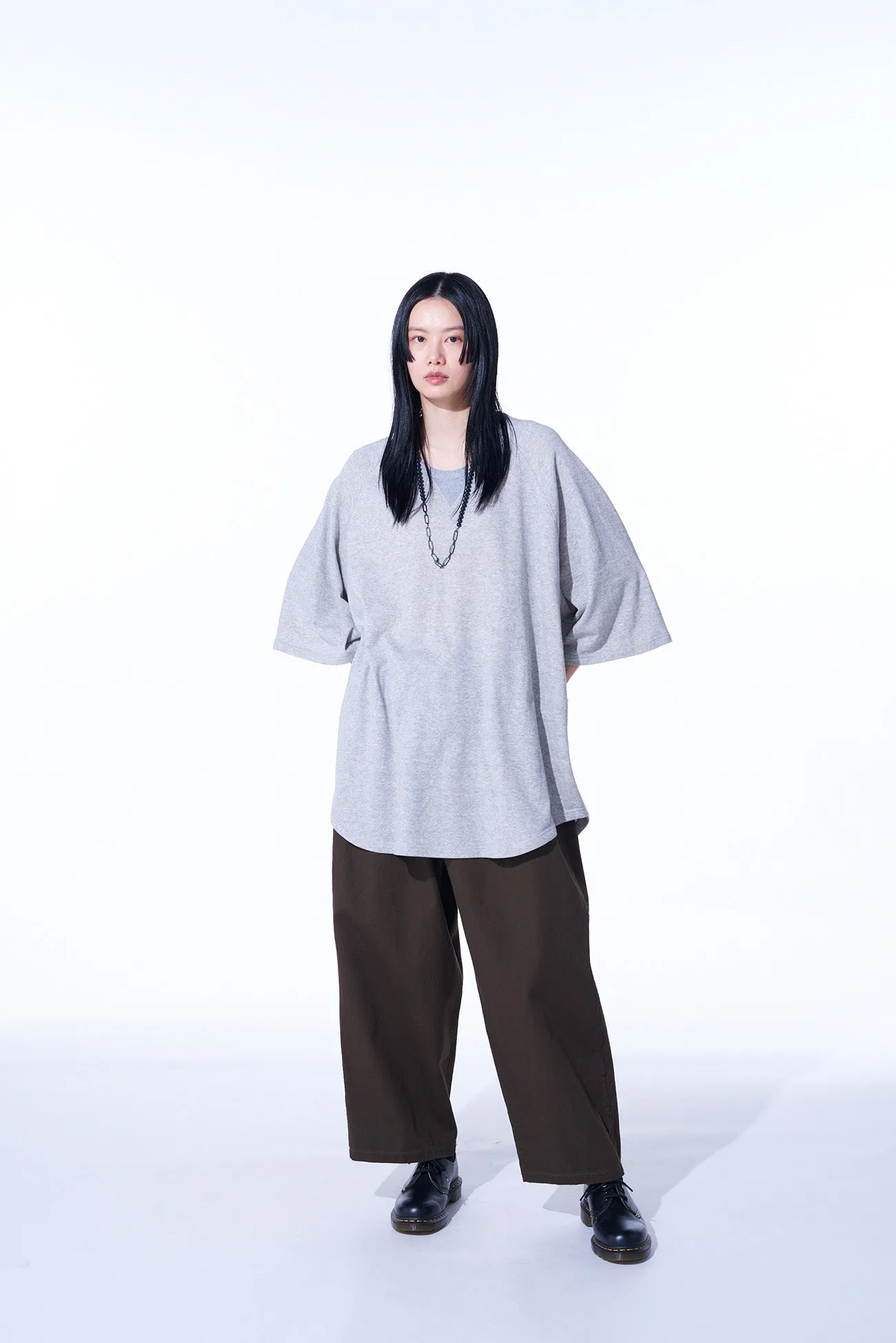 COTTON DRILL DRAWSTRING WIDE PANTS