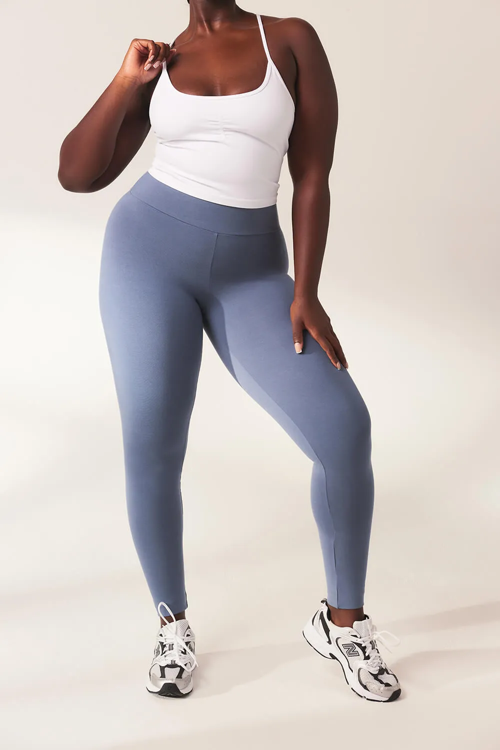 Curve Lightweight Everyday High Waisted Leggings - Steel Blue