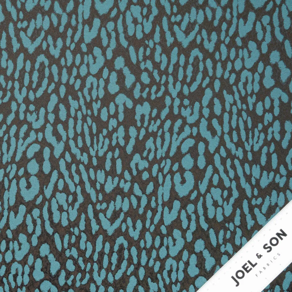 Dark Brown & Teal Blue Animal Stretch Brocade