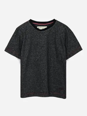 Dark Grey Short Sleeves Marl Casual T-Shirt