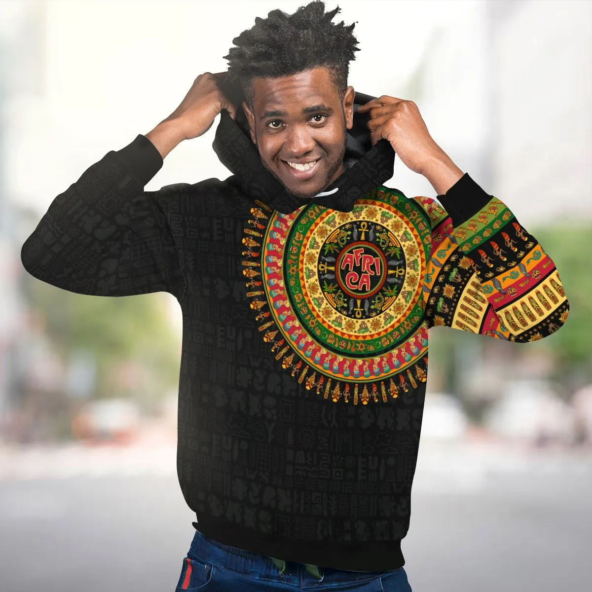 Doodle African Elements All-over Hoodie