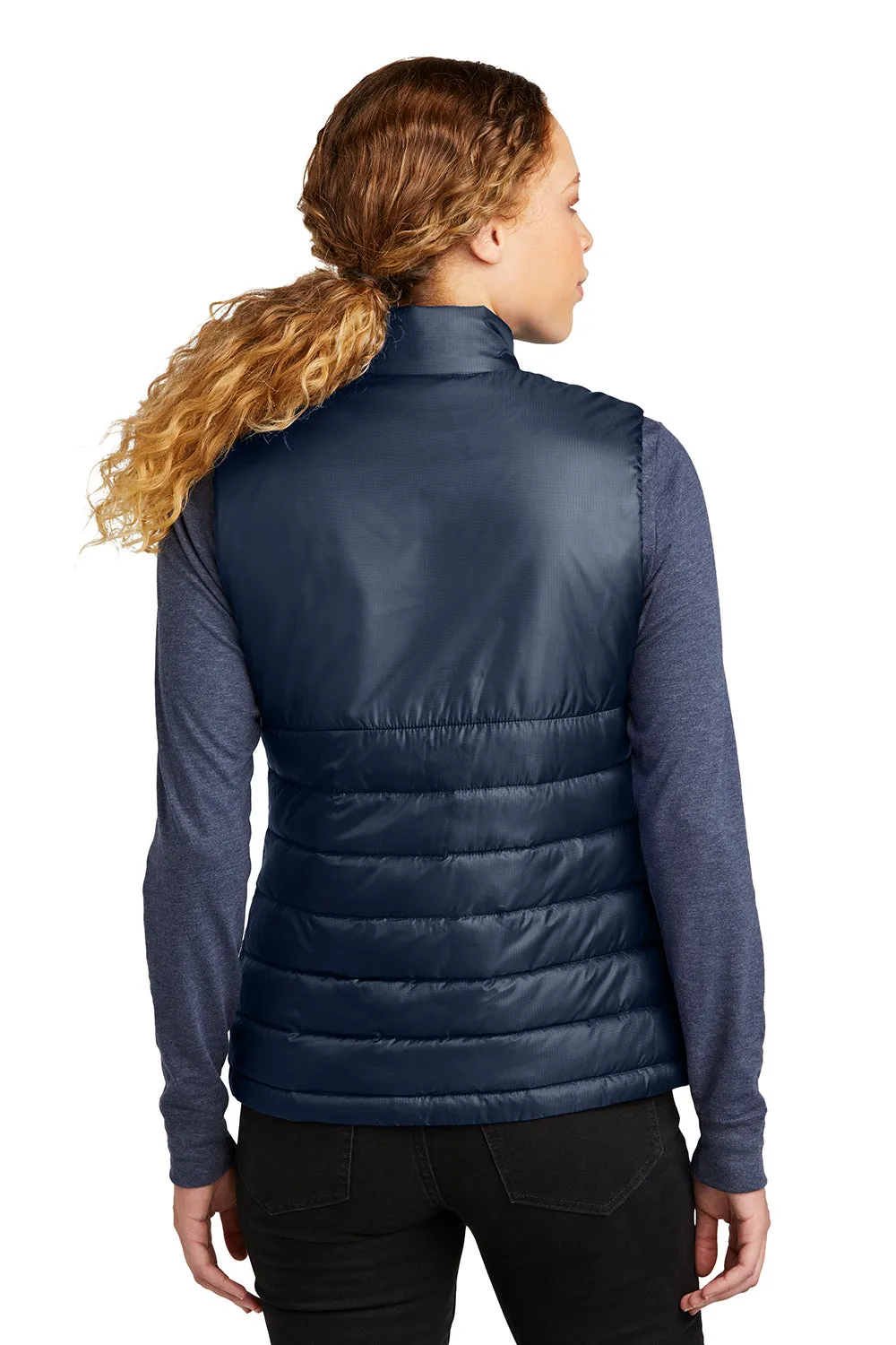 Eddie Bauer Womens Water Resistant Quilted Full Zip Vest - River Navy Blue