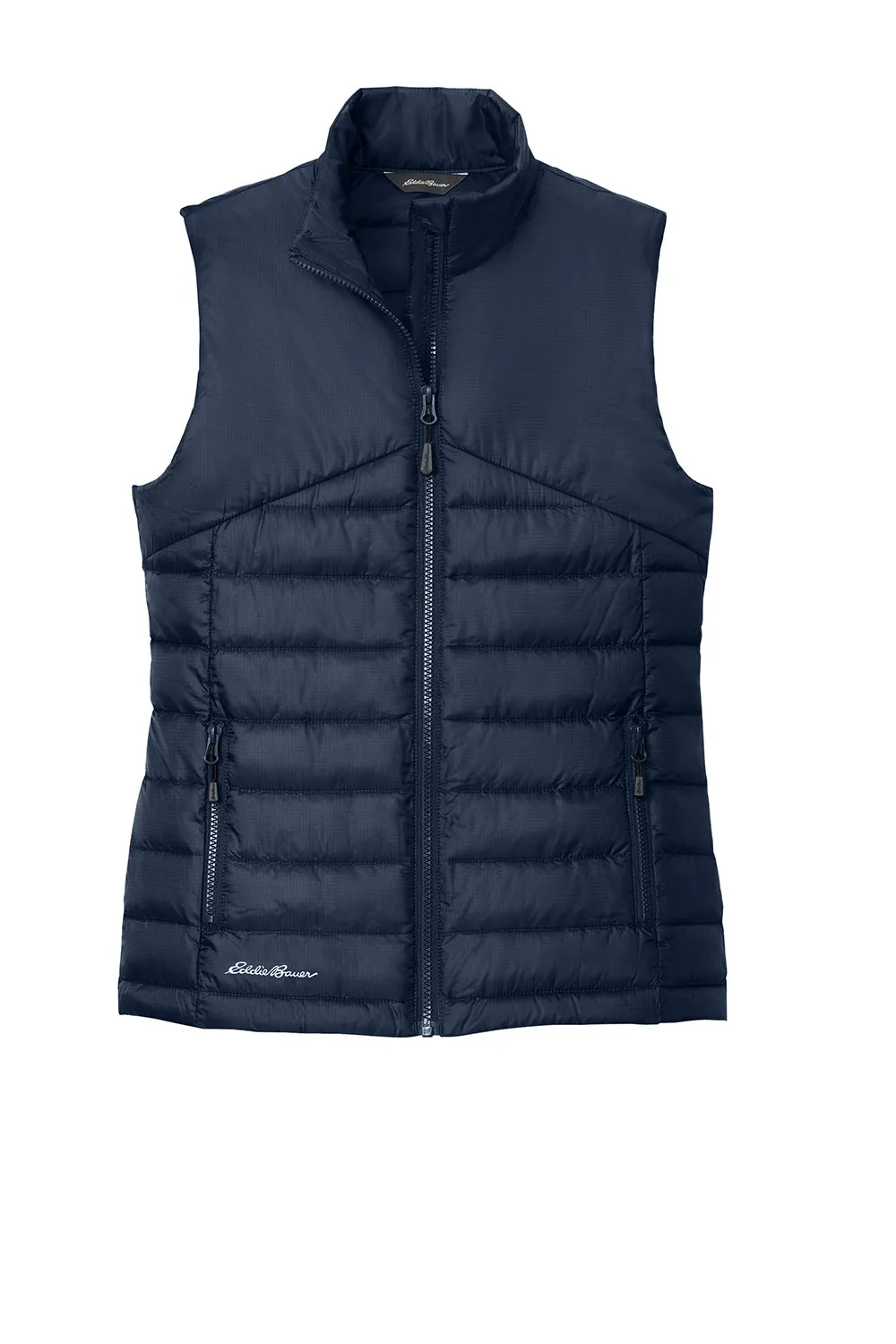 Eddie Bauer Womens Water Resistant Quilted Full Zip Vest - River Navy Blue