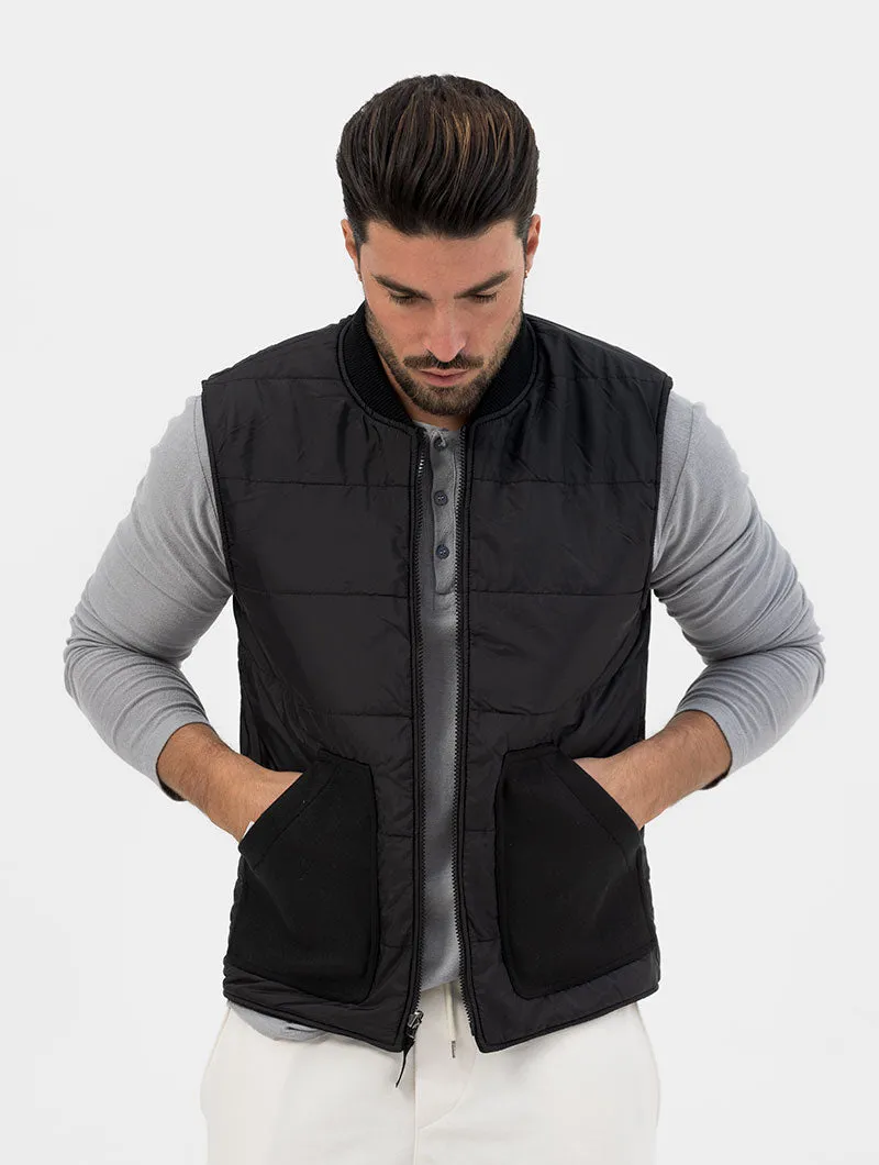 FREDDY DOUBLE FACE VEST IN BLACK