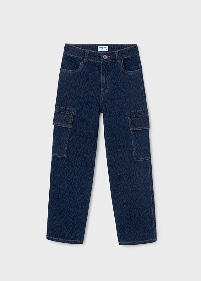 Girls Cropped Cargo Jeans