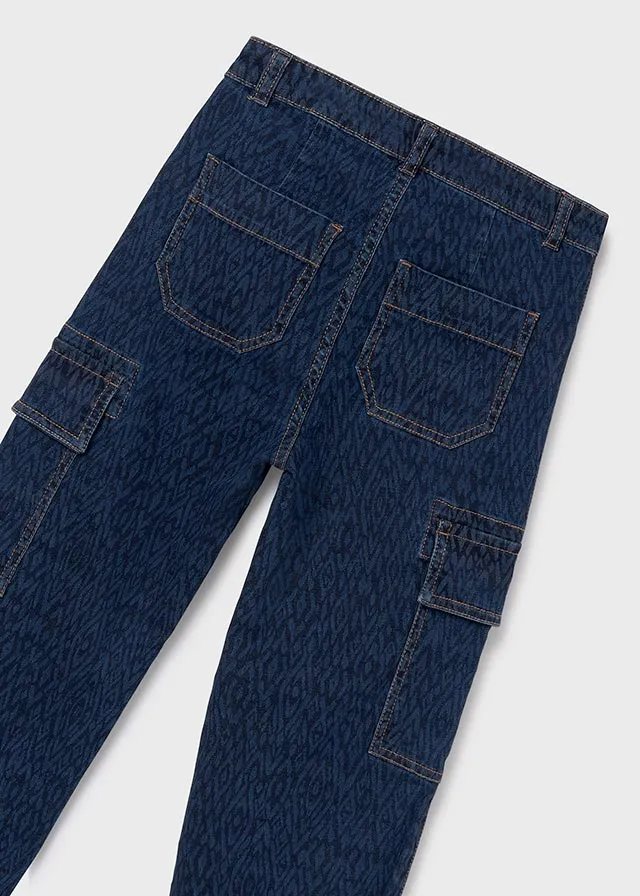 Girls Cropped Cargo Jeans