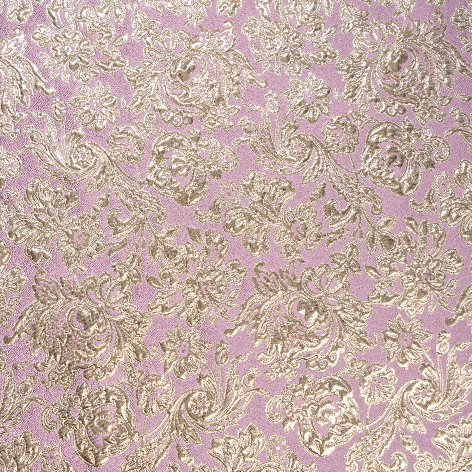 Gold Floral Bubble Gum Pink Cloqué