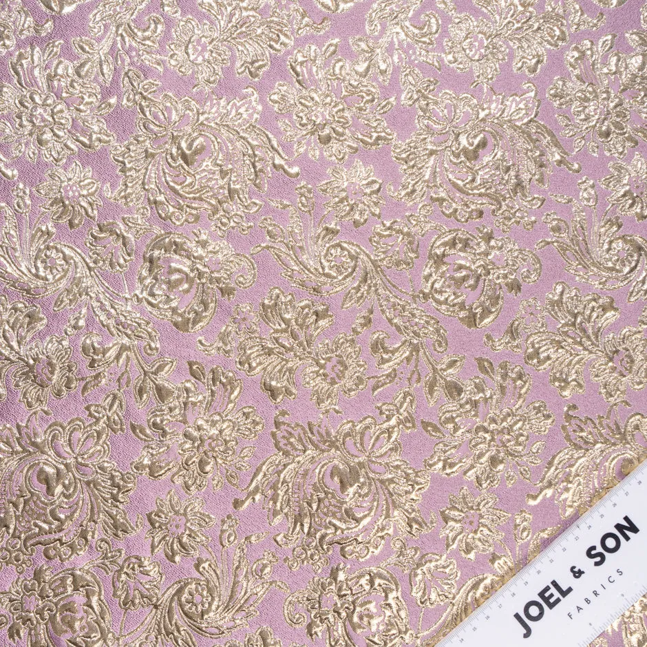 Gold Floral Bubble Gum Pink Cloqué