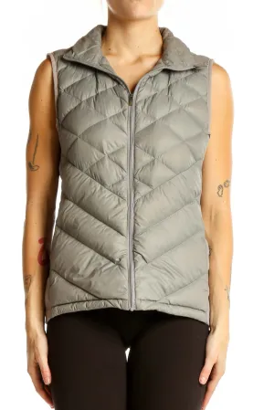 Gray Quilted Puffer Vest