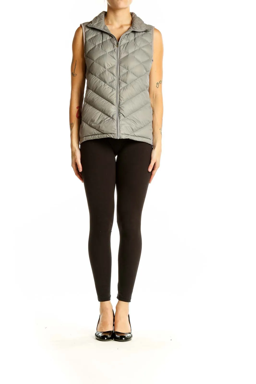 Gray Quilted Puffer Vest