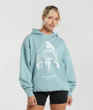 Gymshark Shark Attack Oversized Hoodie - Blue