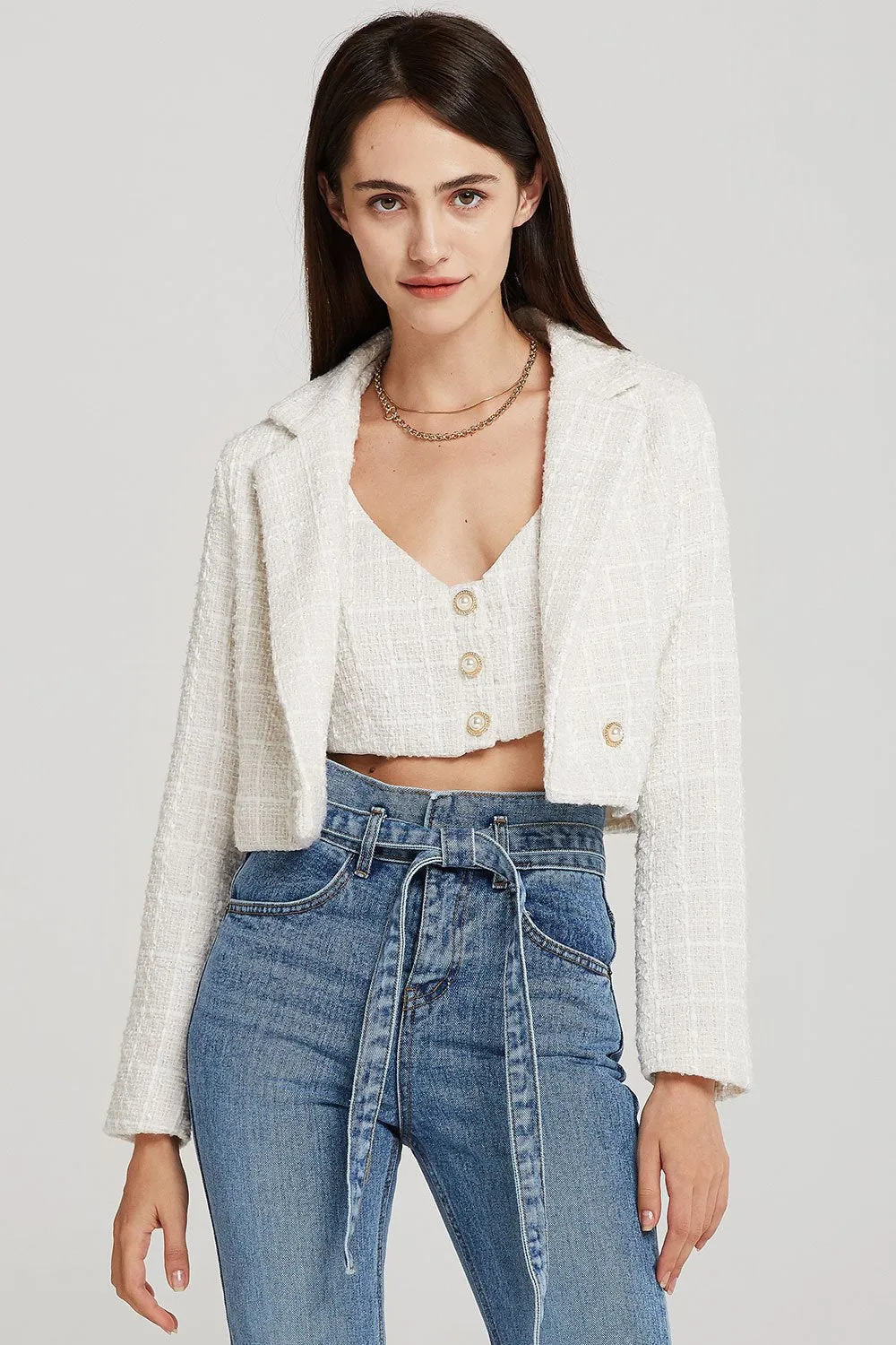 Hadley Boucle Crop Top And Jacket Set