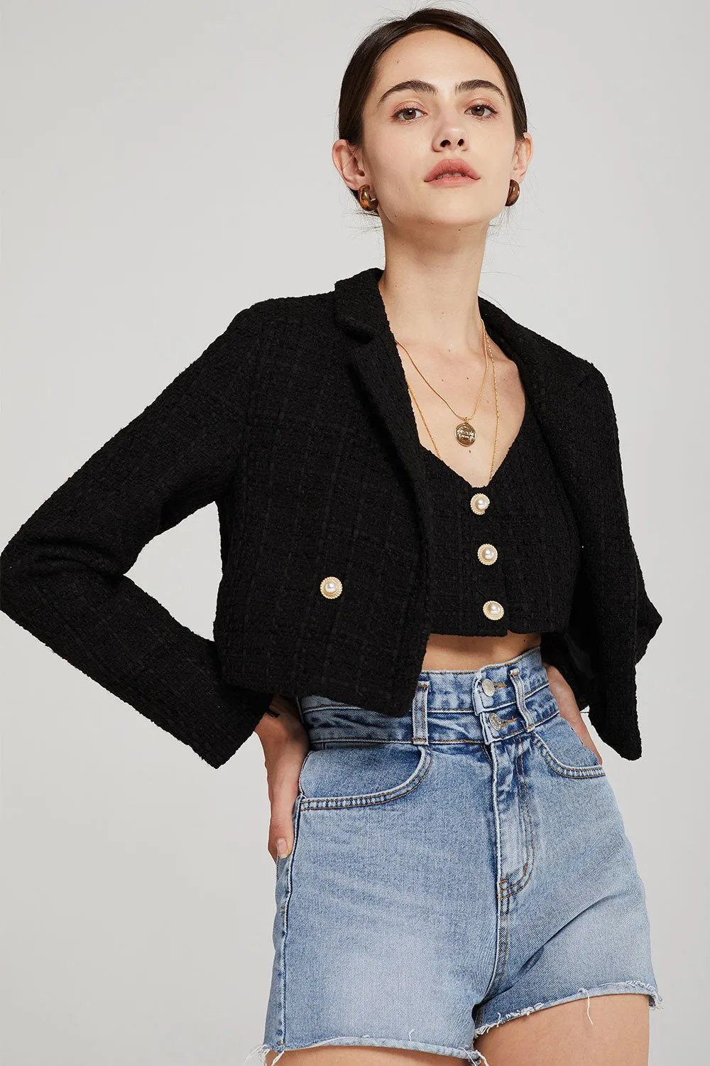 Hadley Boucle Crop Top And Jacket Set