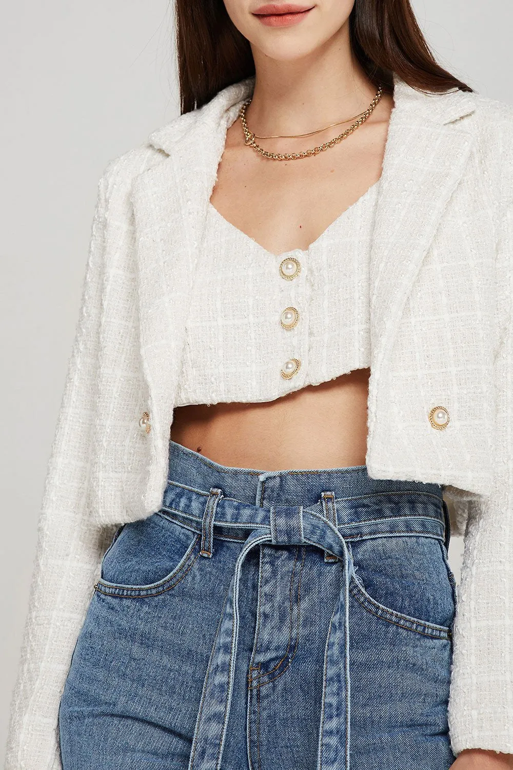 Hadley Boucle Crop Top And Jacket Set