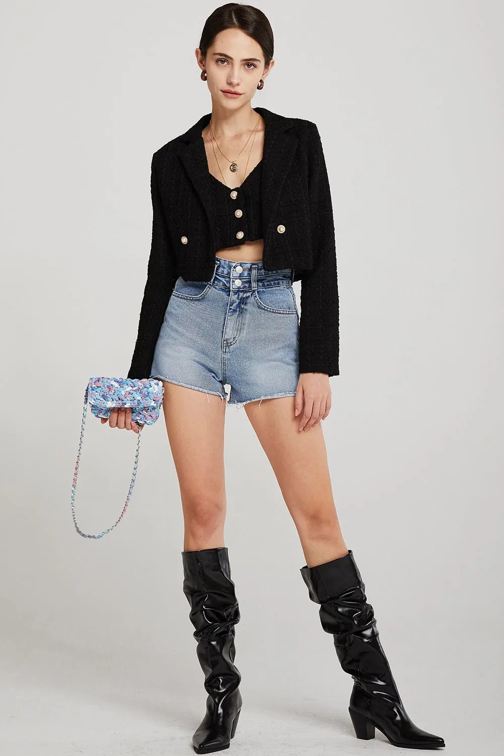 Hadley Boucle Crop Top And Jacket Set