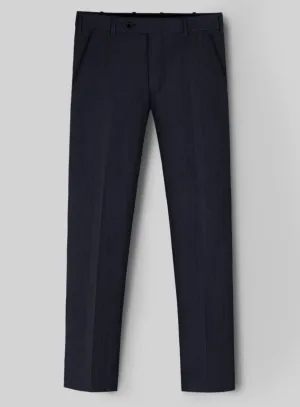 Hardy Minnis Navy Blue Herringbone Wool Pants