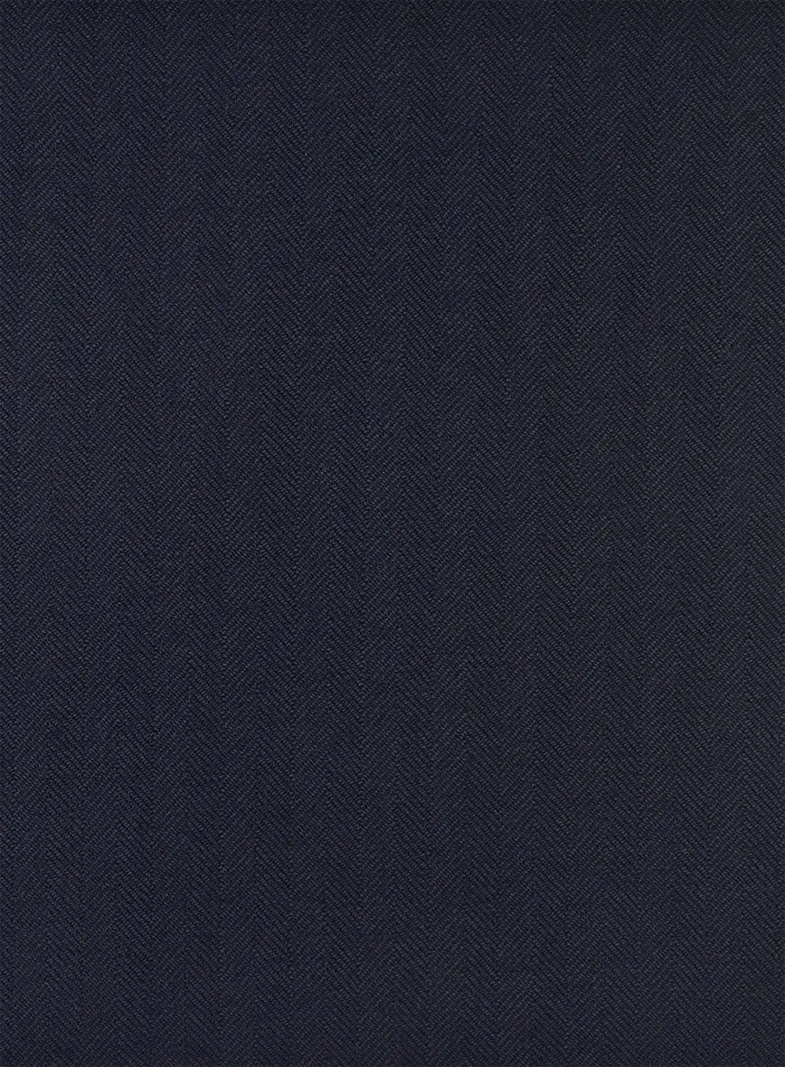 Hardy Minnis Navy Blue Herringbone Wool Pants