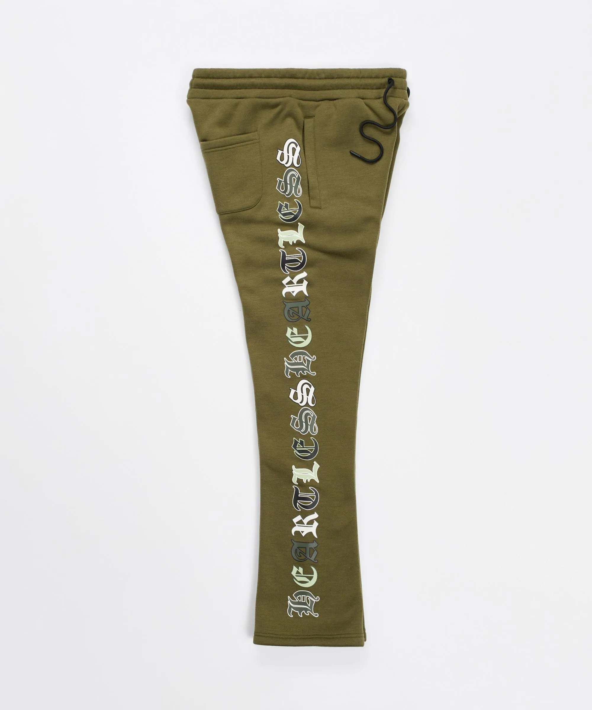 Heartless Flare Fleece Pant - Olive Green