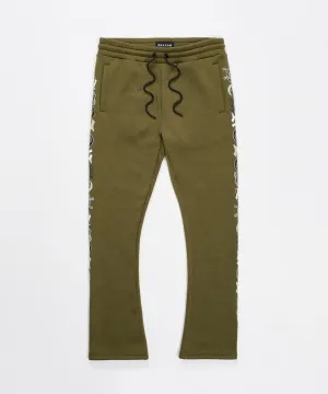 Heartless Flare Fleece Pant - Olive Green