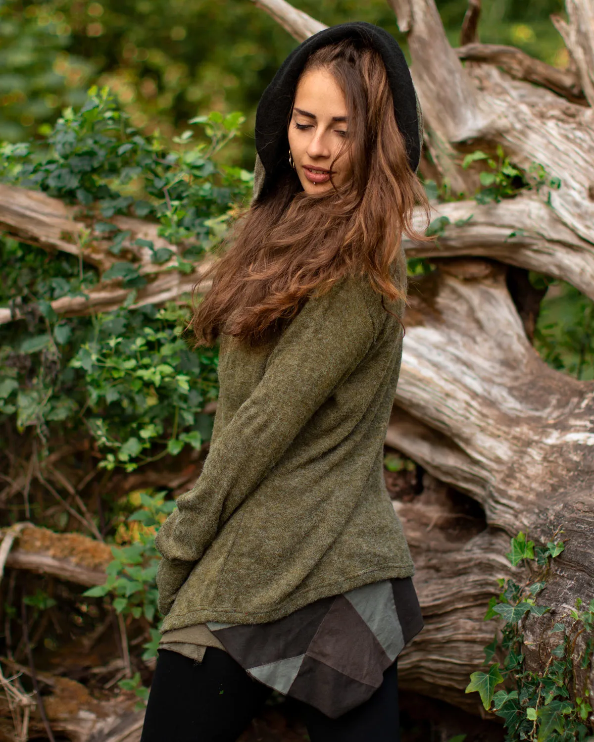 Hooded Cardigan Jacket Forest Green