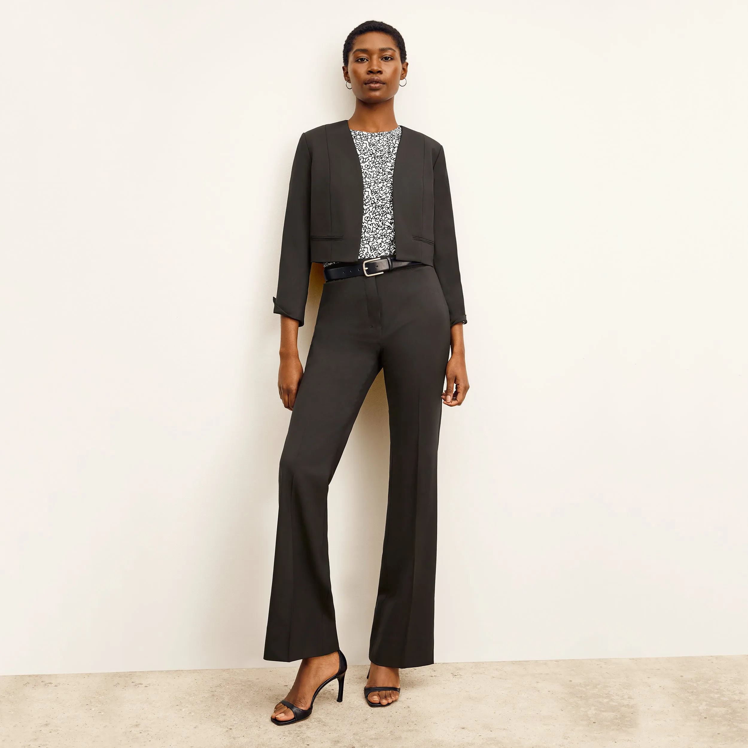 Horton Flare Trouser - Washable Wool Twill :: Black