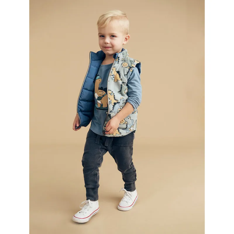 Huxbaby Dino Band Reversible Fleece Vest