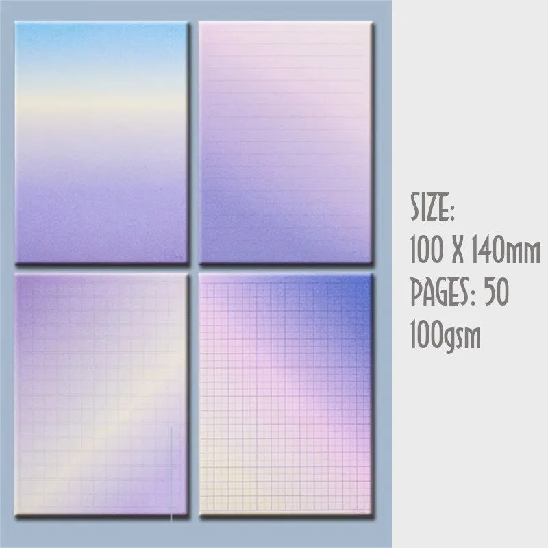 Korean GRADIENT BLANK MEMO Notepads Blank Notepad Checkered Notepad Grid Notepad Horizontal Rule Notepad 100gsm Notepad | 100 X 140mm 50 Sht